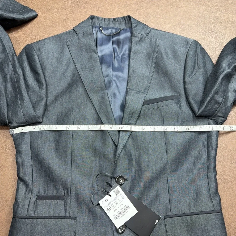 ZARA Men's Sport Coat Blazer 36 Gray 2 Button Slim Fit Modern Wedding Office New